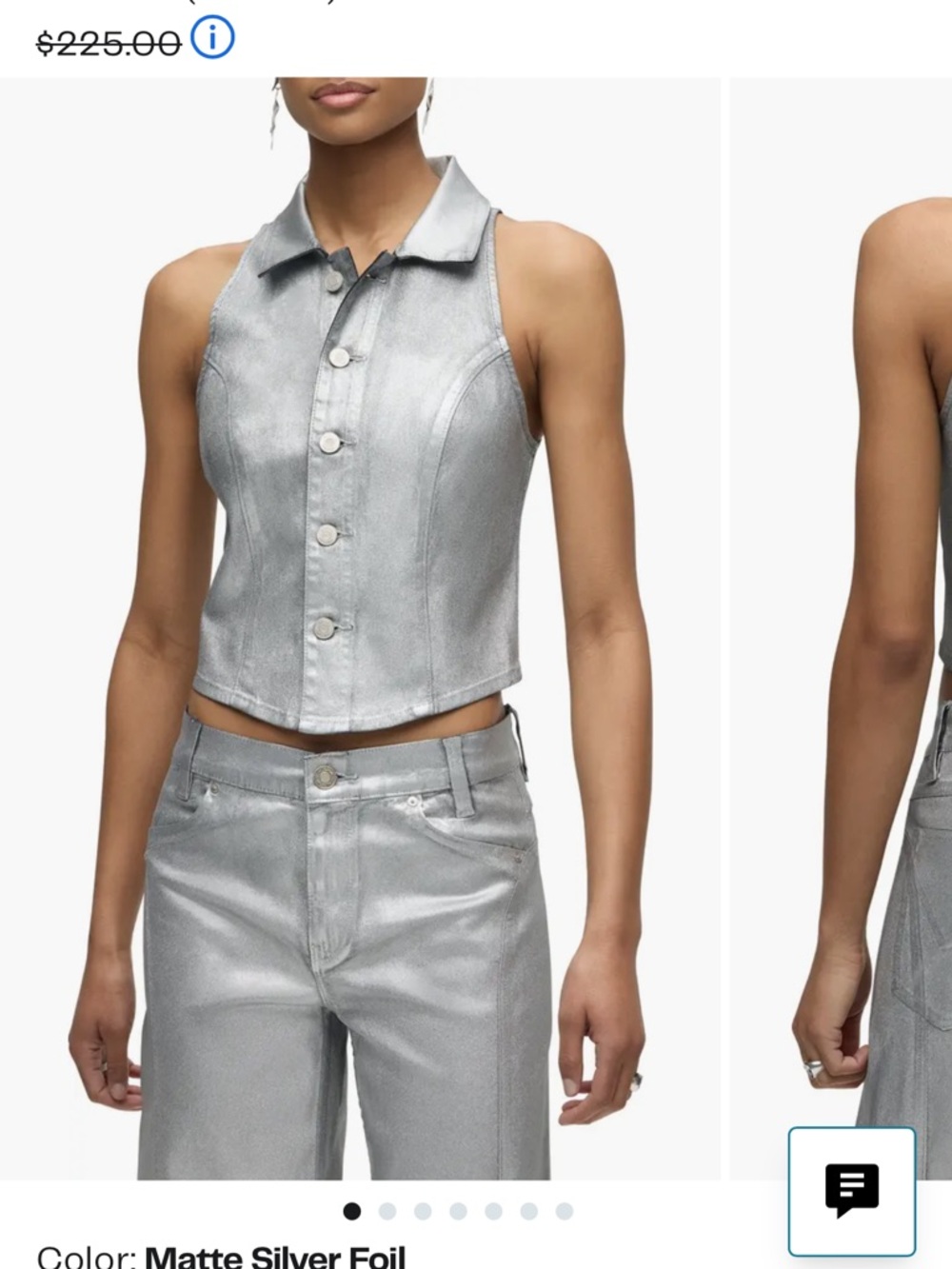 Hudson Metallic Silver Button-Front halter Vest - Picture 6 of 7